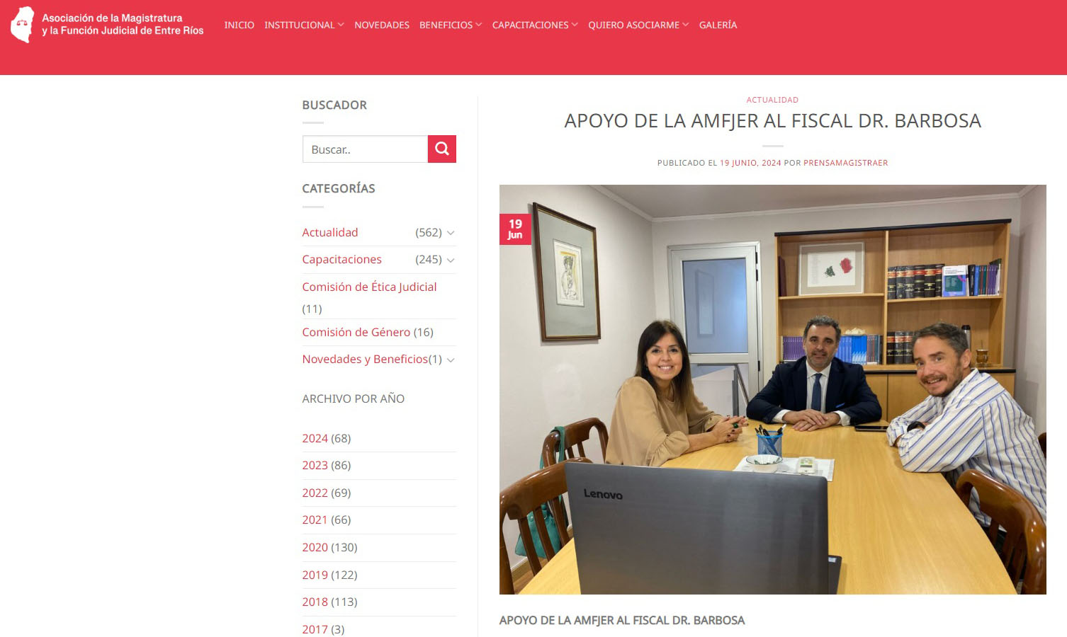 Apoyo Asociacion Magistratura Barbosa