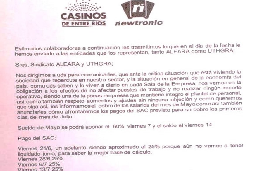 Casino aviso