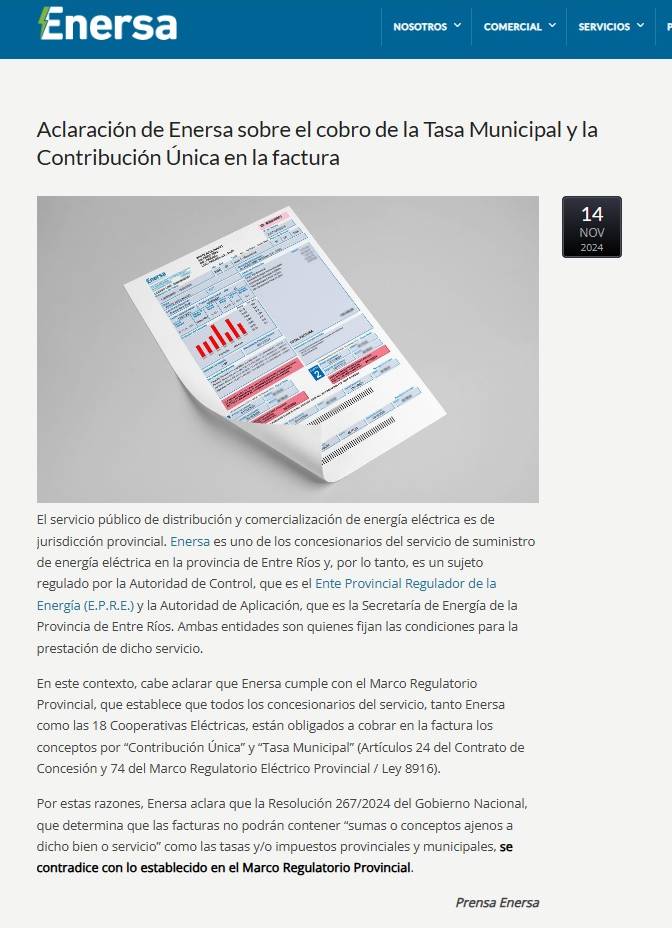 Comunicado enersa