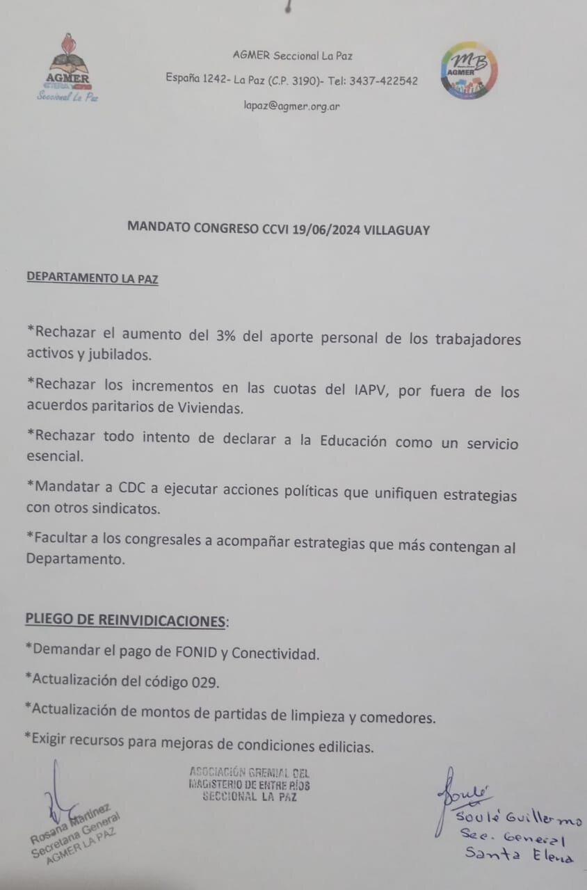 Mandato La Paz Santa Elena