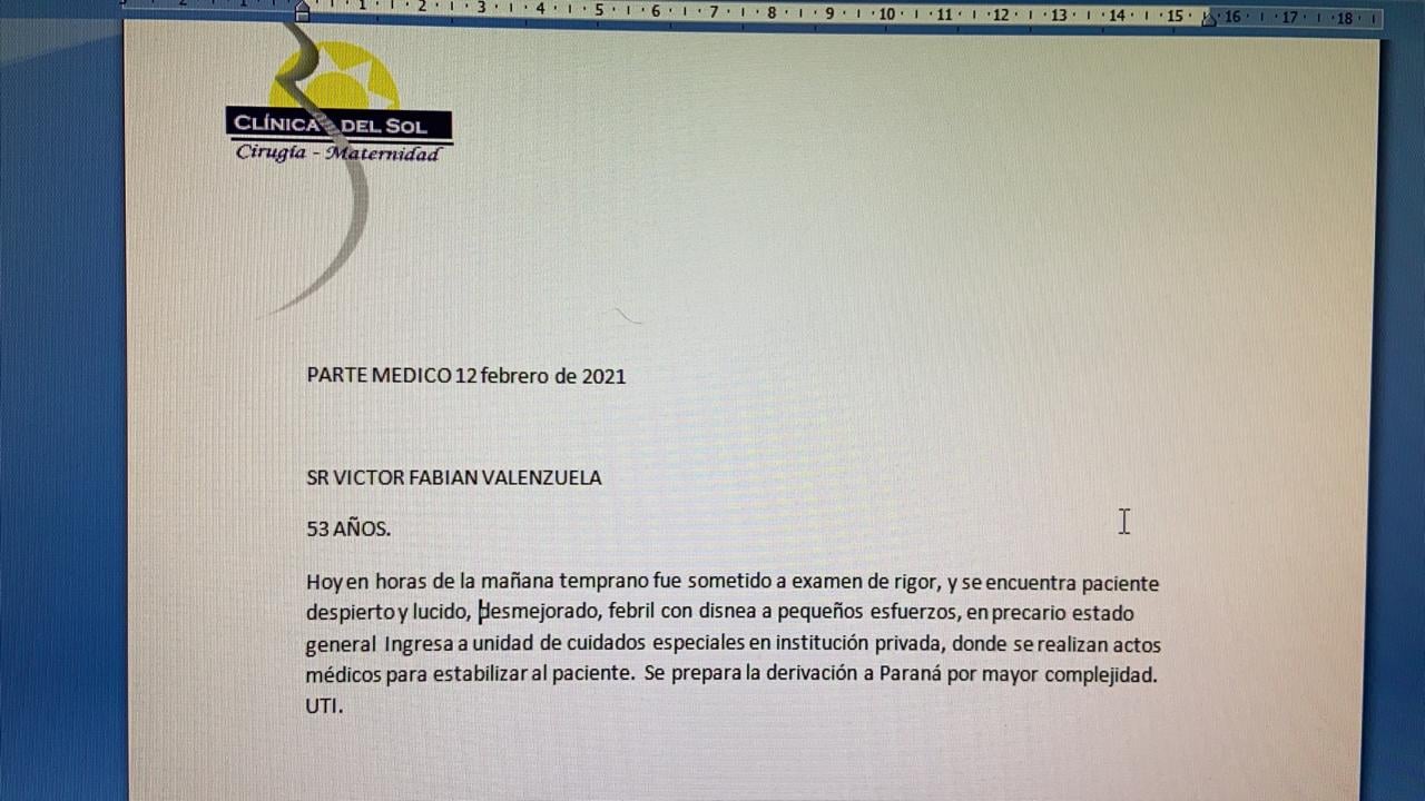 comunicado oficial clinica del sol coronavirus intendente valenzuela