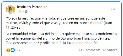 condolencias instituto parroquial