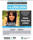 Nación aumentó a $4 millones la recompensa por datos sobre los autores del femicidio de Gisela López